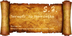 Seregély Henrietta névjegykártya